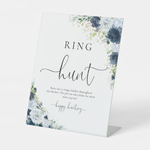 Blue Navy Floral Ring Hunt Sign