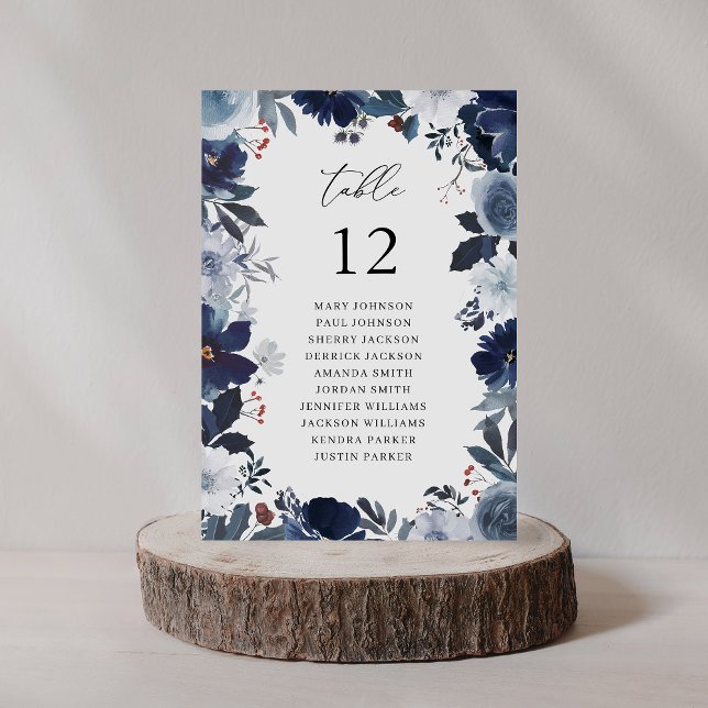 Blue & Navy Floral Table Number Seating Chart (Creator Uploaded)