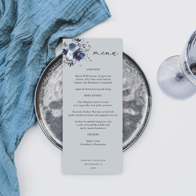Blue & Navy Floral Tall Menu - Blue Grey (Creator Uploaded)