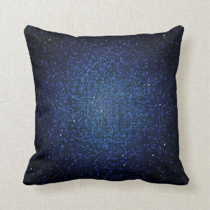 Blue Navy Glitter Sequin Disco Couch Throw Pillow
