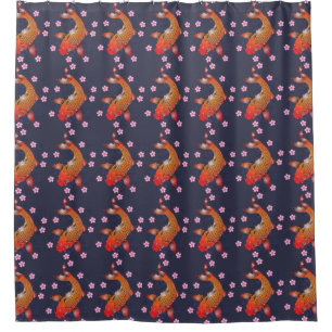 Blue Navy koi fish Shower curtain