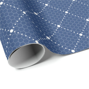 Blue navy Lace White Sage Pastel Lattice Burlap Wrapping Paper