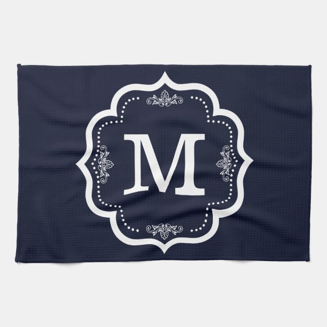 Blue Navy   Monogram Tea Towel (Horizontal)