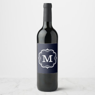 Blue Navy   Monogram Wine Label