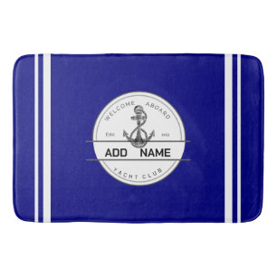 Blue navy Nautical Anchor yacht club boat marina Bath Mat