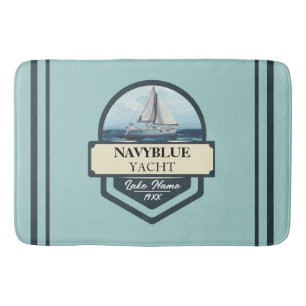 Blue Navy Nautical Anchor yacht club boat marina Bath Mat