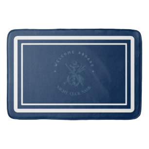 Blue Navy Nautical Anchor yacht club boat marina  Bath Mat
