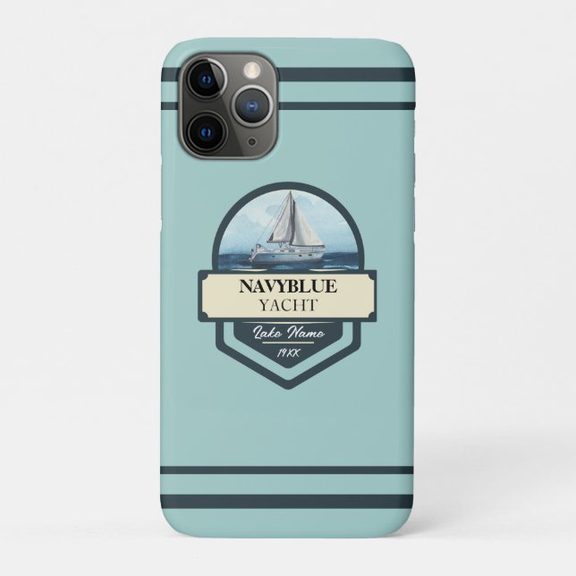 Blue Navy Nautical Anchor yacht club boat marina  Case-Mate iPhone Case (Back)