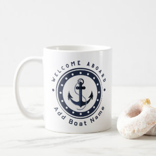 Blue Navy Nautical Anchor yacht club boat marina Coffee Mug
