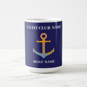 Blue navy Nautical Anchor yacht club boat marina Coffee Mug