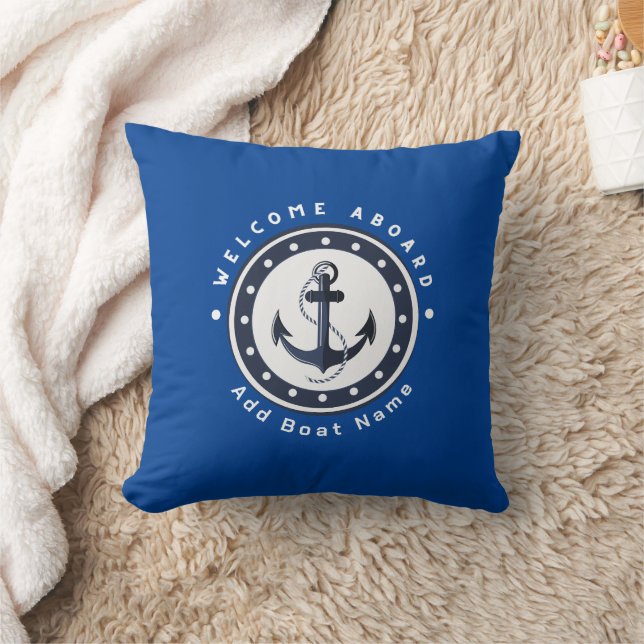 Blue Navy Nautical Anchor yacht club boat marina  Cushion (Blanket)