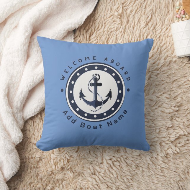 Blue Navy Nautical Anchor yacht club boat marina  Cushion (Blanket)