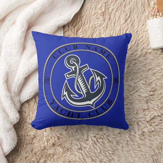 Blue navy Nautical Anchor yacht club boat marina Cushion (Blanket)