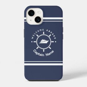 Blue Navy Nautical Anchor yacht club boat marina  iPhone 14 Case