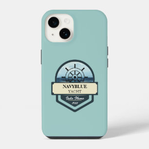 Blue Navy Nautical Anchor yacht club boat marina iPhone 14 Case