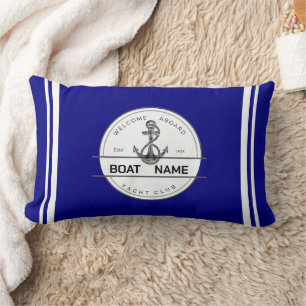 Blue navy Nautical Anchor yacht club boat marina  Lumbar Cushion