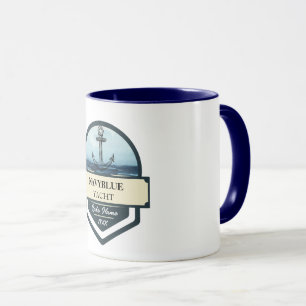 Blue Navy Nautical Anchor yacht club boat marina  Mug
