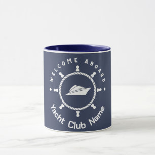 Blue Navy Nautical Anchor yacht club boat marina Mug