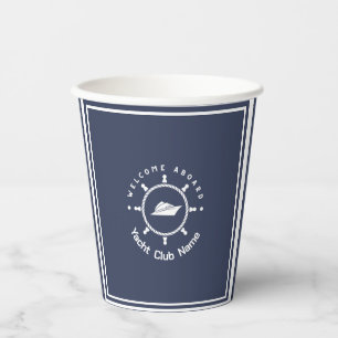 Blue Navy Nautical Anchor yacht club boat marina Paper Cups