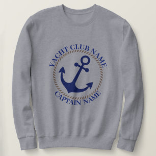 Blue navy Nautical Anchor yacht club boat marina Sweatshirt