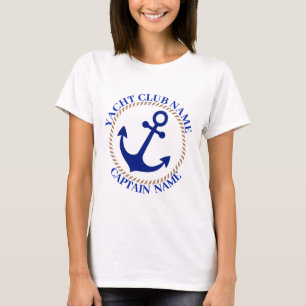 Blue navy Nautical Anchor yacht club boat marina T-Shirt