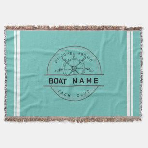 Blue navy Nautical Anchor yacht club boat marina  Throw Blanket