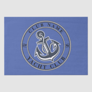 Blue navy Nautical Anchor yacht club boat marina Tissue Paper