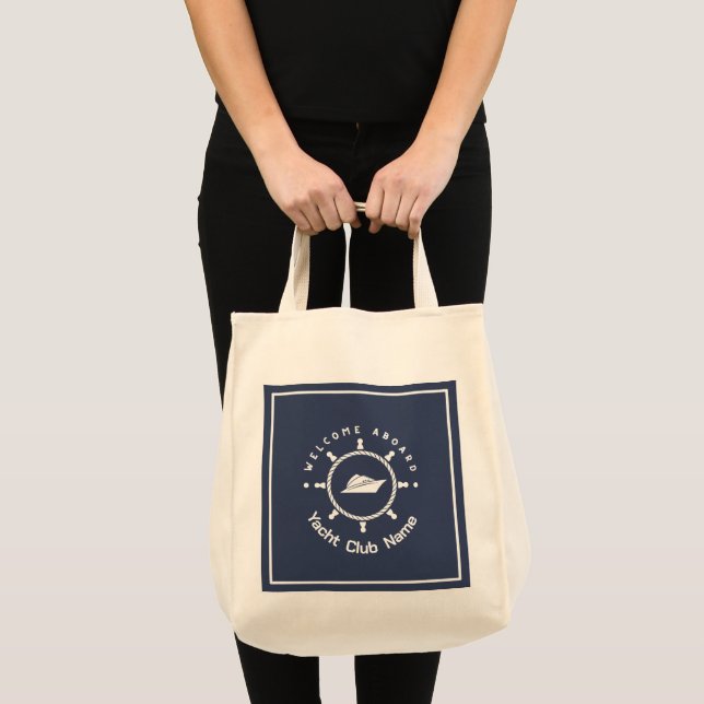 Blue Navy Nautical Anchor yacht club boat marina  Tote Bag (Front (Product))