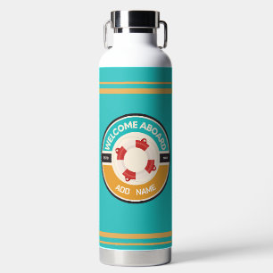 Blue navy Nautical Anchor yacht club boat marina Water Bottle