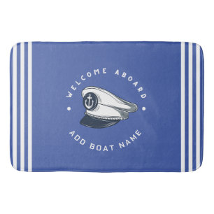 Blue Navy Nautical Anchor yacht club boat sailing  Bath Mat