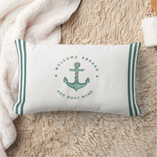 Blue Navy Nautical Anchor yacht club boat sailing Lumbar Cushion