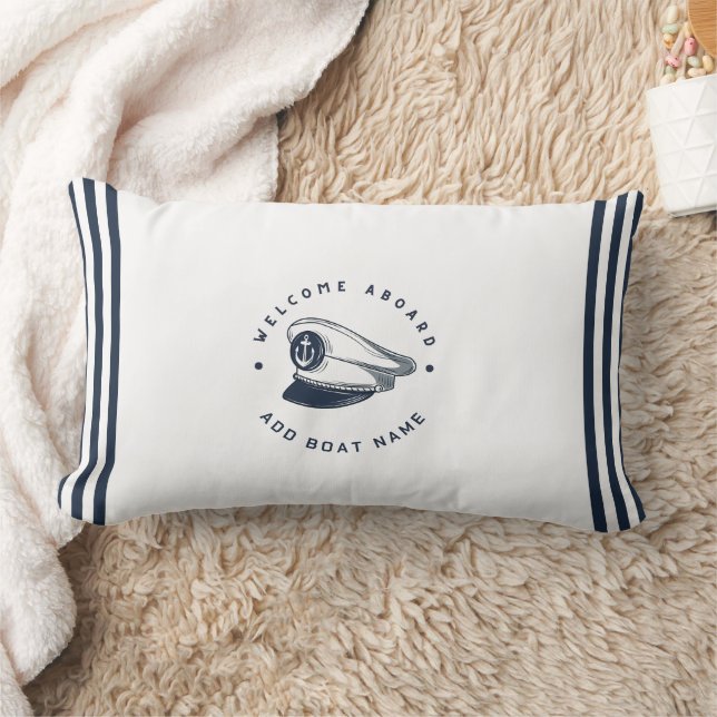 Blue Navy Nautical Anchor yacht club boat sailing  Lumbar Cushion (Blanket)