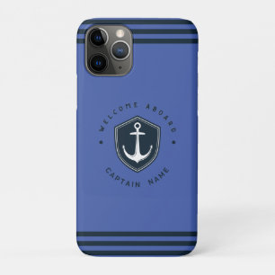 Blue Navy Nautical Anchor yacht club sailing Name iPhone 11 Pro Case