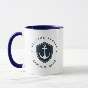Blue Navy Nautical Anchor yacht club sailing Name Mug