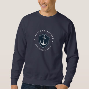 Blue Navy Nautical Anchor yacht club sailing Name  Sweatshirt