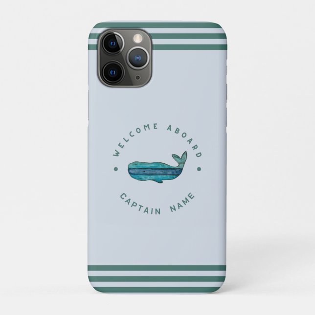 Blue Navy Nautical Anchor yacht club sailing Whale Case-Mate iPhone Case (Back)
