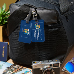 Blue Navy New York State Flag NY City Personalised Luggage Tag