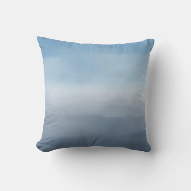 Blue Navy Ombre Watercolor Cushion (Front)