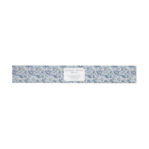 Blue Navy Palm Botanical Wedding Wrap Around Label