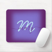 Blue navy Purple Minimal Name Monogram Mouse Pad (With Mouse)