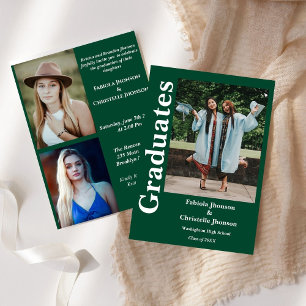 Blue navy  siblings graduate Double graduation  Invitation