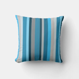 Blue Navy Tan Vertical Striped Cushion
