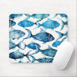 Blue & Navy Watercolor Fish | Coastal Ocean Desk Mouse Pad<br><div class="desc">Brighten your workspace with this watercolor fish mouse pad in shades of blue and navy. The lively fish pattern brings a calming ocean vibe, making it perfect for a home office, gaming desk, or as a thoughtful gift for an ocean lover or fisherman. Durable and stylish, this nautical mouse pad...</div>