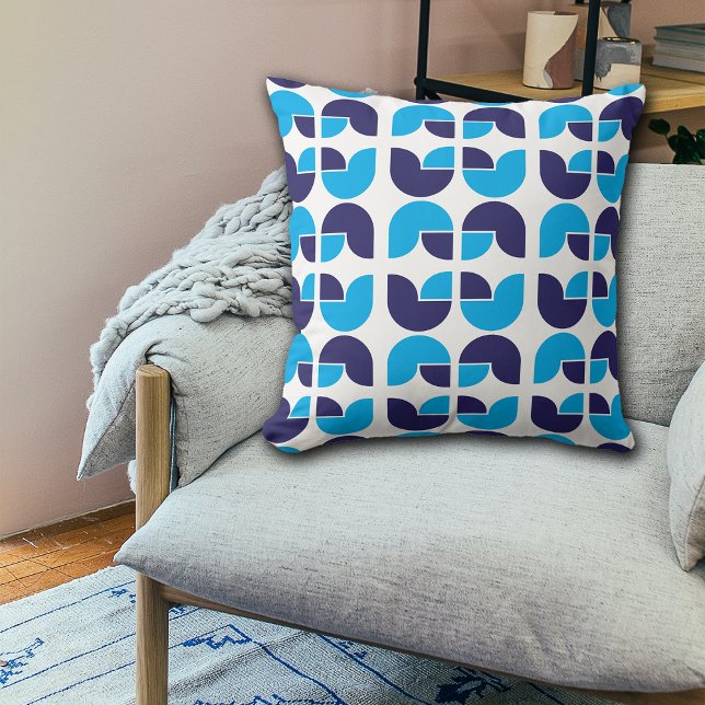 Blue Navy White Geometric Tulip Throw Pillow (Creator Uploaded)