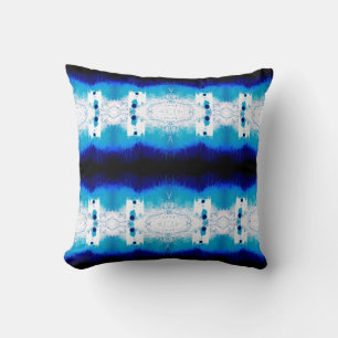 Blue Navy White Mediterranean Large Mosaics Cushion