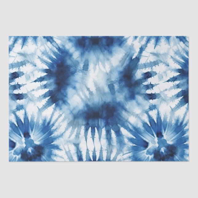Blue Navy White Stripe Tie Dye Tissue Paper (Front)