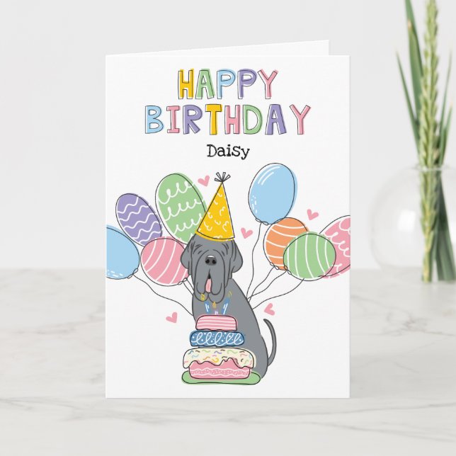 Blue Neapolitan Mastiff Birthday Card (Front)