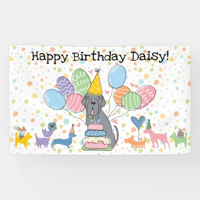 Blue Neapolitan Mastiff Dog Birthday Banner (Horizontal)