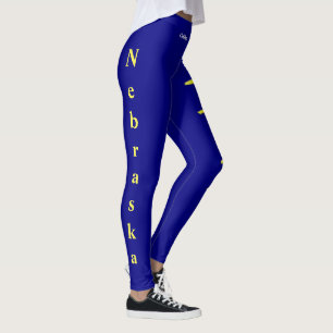 Blue Nebraska State Goldenrod Flower Leggings