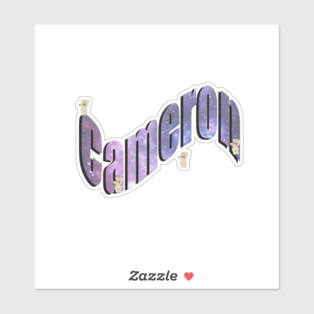 Blue Nebula Cameron Name With Teddies, (Sheet)